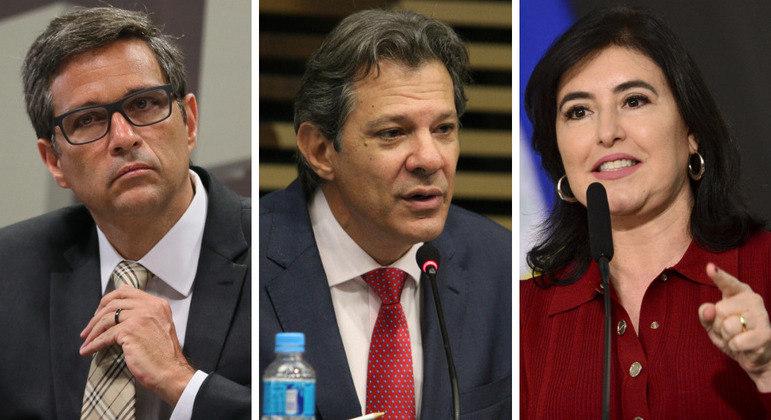 Roberto Campos Neto, presidente do BC, e os ministros Fernando Haddad e Simone Tebet