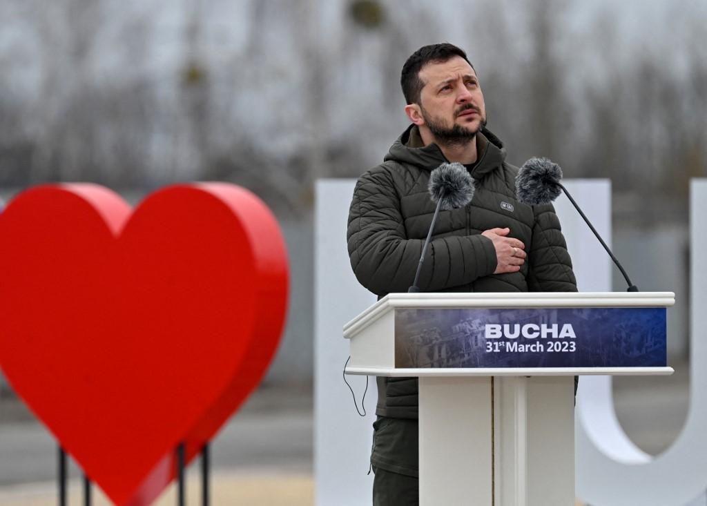 Zelensky em pronunciamento neste domingo 