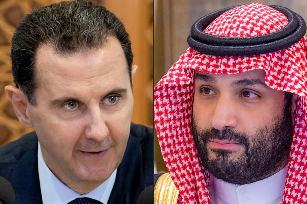 Presidente s&iacute;rio Bashar al-Assad (&agrave; esquerda) e pr&iacute;ncipe Mohamed bin Salman (&agrave; direita)