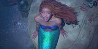 Ariel, que no desenho, era loira, ganha vida com a ótima Halle Bailey, uma atriz/cantora negra, descoberta por Beyoncé