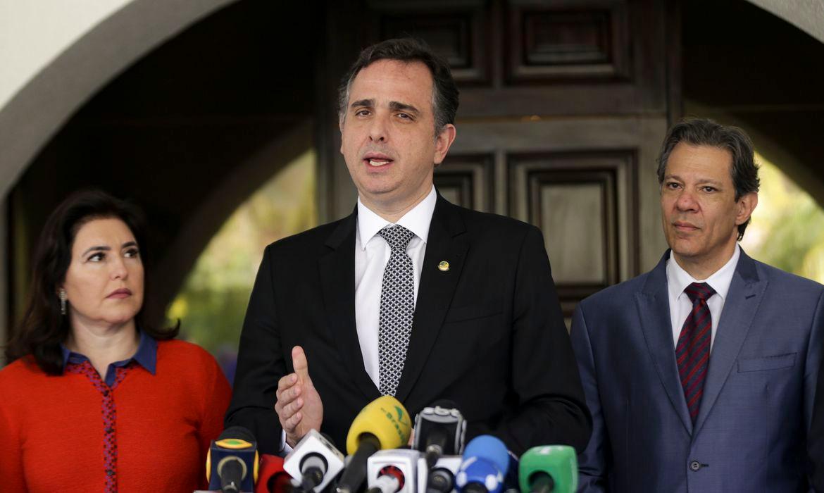 An&uacute;ncio foi feito por Rodrigo Pacheco ap&oacute;s reuni&atilde;o com os ministros Simone Tebet e Fernando Haddad