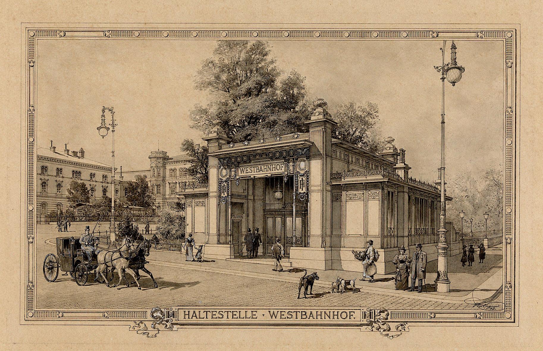 &lsquo;Parada Stadtbahn Westbahnhof, 1894&rsquo;, de Otto Wagner, cujo legado ser&aacute; tema de uma exposi&ccedil;&atilde;o e um simp&oacute;sio