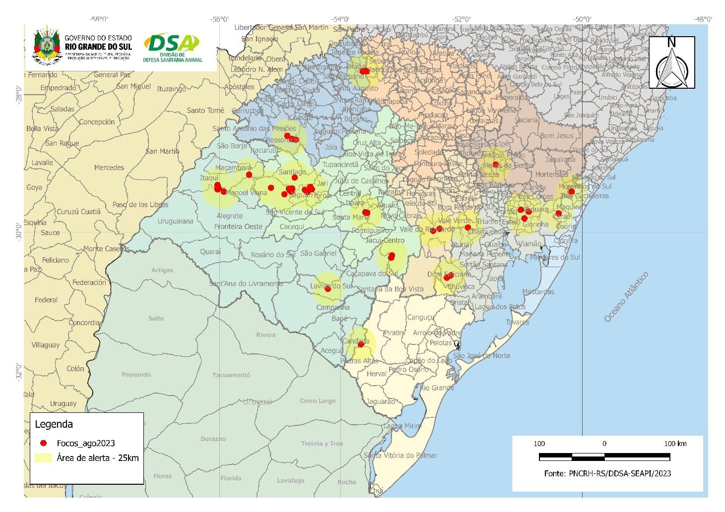 Mapa mostra concentra&ccedil;&atilde;o de laudos na Fronteira Oeste do RS