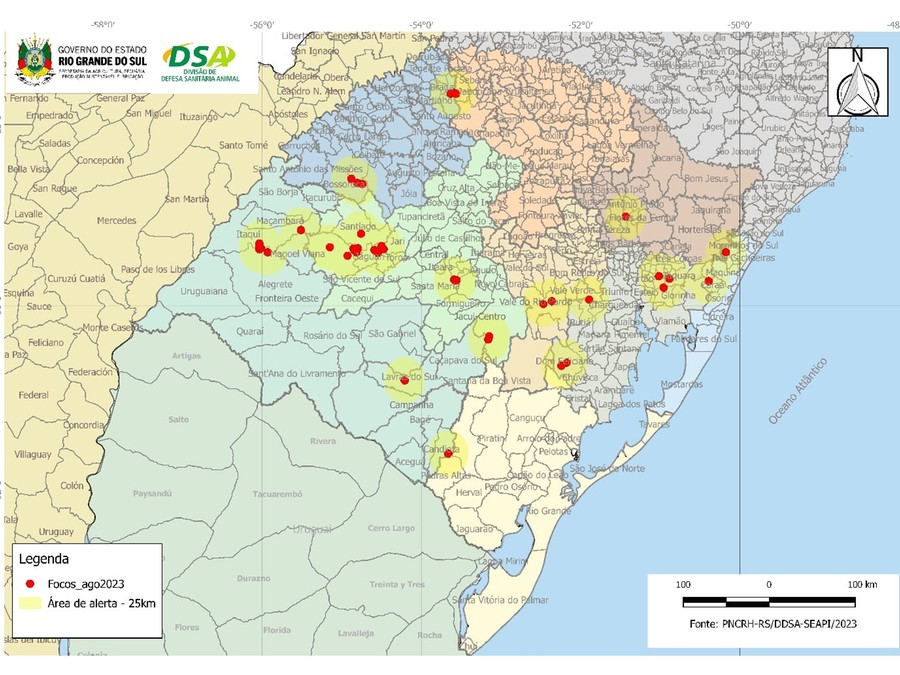 Mapa mostra concentração de laudos na Fronteira Oeste do RS Mapa mostra concentração de laudos na Fronteira Oeste do RS