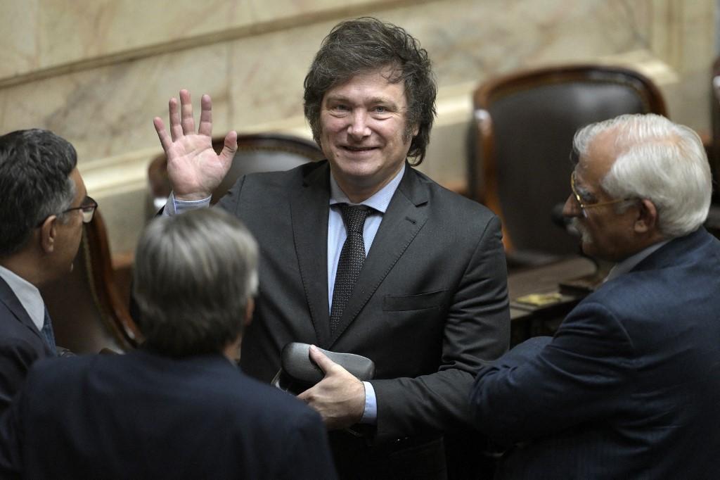 Milei em sess&atilde;o no congresso argentino, Buenos Aires