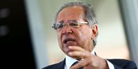 O ministro da Economia, Paulo Guedes, durante entrevista coletiva.