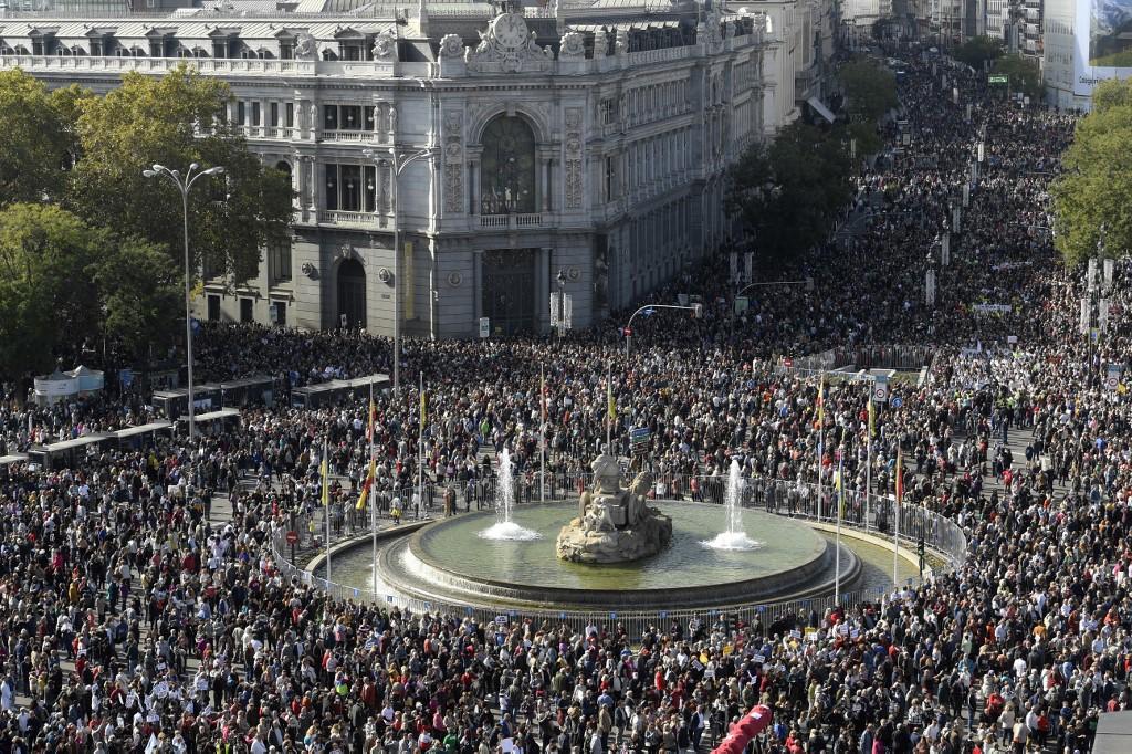 Protesto deste domingo &eacute; uma das maiores mobiliza&ccedil;&otilde;es na capital espanhola nos &uacute;ltimos anos