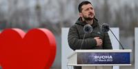 Zelensky em pronunciamento neste domingo 