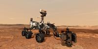 Este arquivo da ilustração da NASA, obtido em 20 de julho, mostra o rover Mars 2020, que usa sua broca para armazenar uma amostra de rocha em Marte