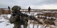 Militares russos durante exercício de forças 