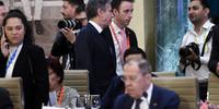 Antony Blinken e Sergei Lavrov estavam juntos em uma reunião do G20